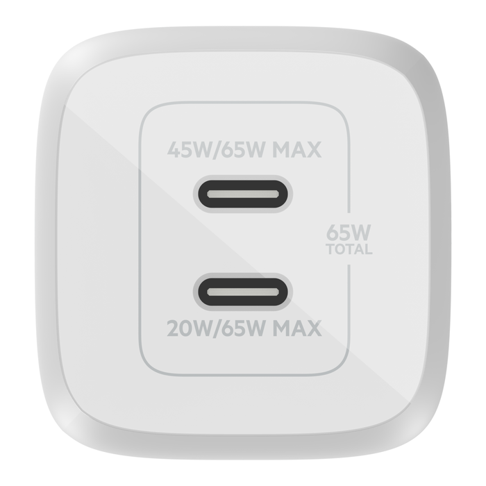 Dual USB-C GaN Wall Charger with PPS 65W, White, hi-res
